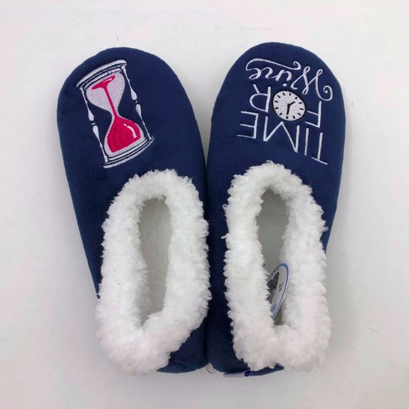 Snoozies Women's Time for Wine Non Skid Soles Dark Blue Medium 7/8 - Picture 4 of 6